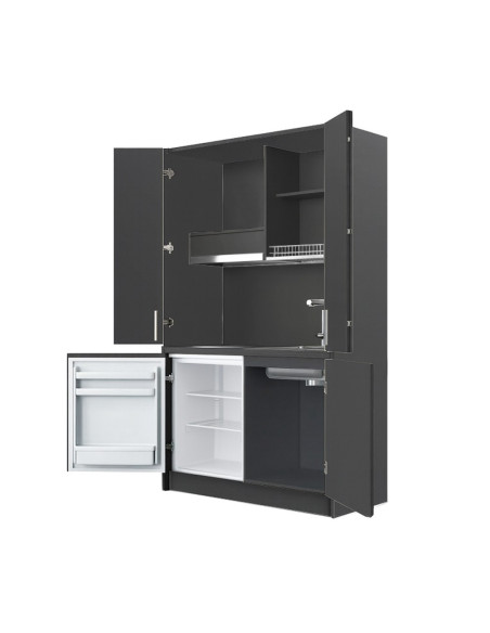 Cucina monoblocco Fold Evolution struttura e ante a libro antracite - Kallea