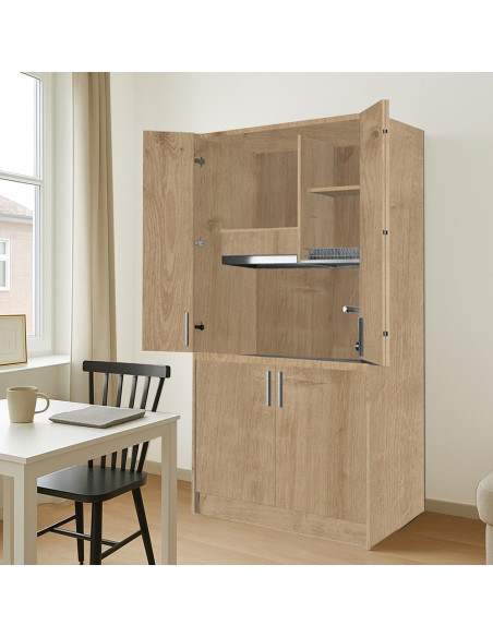 Cucina monoblocco Fold Evolution struttura e ante a libro rovere - Kallea
