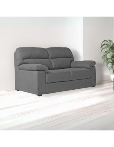 Divano Alenda 2 posti fisso con piedini quadrati colore Penelope 22 cenere - Kallea