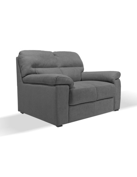 Divano Alenda 2 posti fisso con piedini quadrati colore Penelope 22 cenere - Kallea