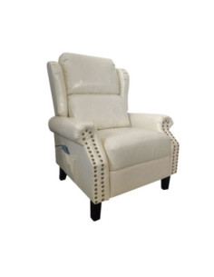 Poltrona Wing recliner 6 punti massaggianti in ecopelle colore beige - Kallea 2