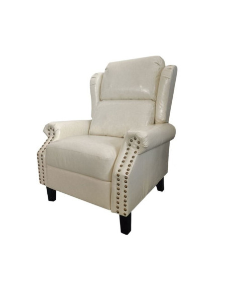 Poltrona Wing recliner 6 punti massaggianti in ecopelle colore beige - Kallea