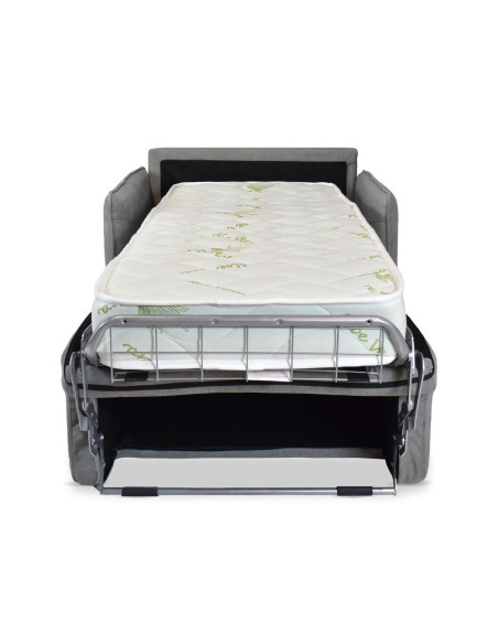 Poltrona letto Piri con rete elettrosaldata in tessuto Roma 23 grigio - Kallea