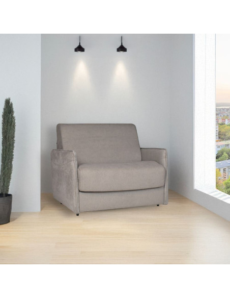 Poltrona letto Piri con rete elettrosaldata in tessuto Roma 10 tortora - Kallea