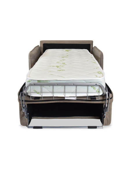 Poltrona letto Piri con rete elettrosaldata in tessuto Roma 10 tortora - Kallea