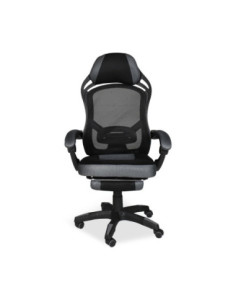 Sedia gaming Gandi con poggiapiedi estensibile in tessuto con rete nero - Kallea 2