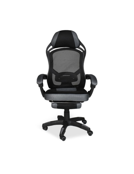 Sedia gaming Gandi con poggiapiedi estensibile in tessuto con rete nero - Kallea