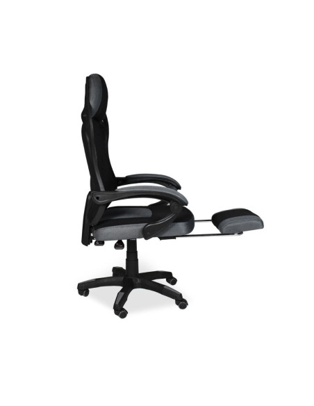 Sedia gaming Gandi con poggiapiedi estensibile in tessuto con rete nero - Kallea