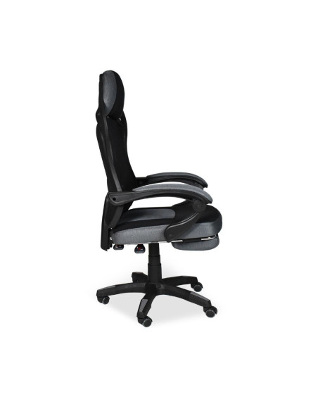 Sedia gaming Gandi con poggiapiedi estensibile in tessuto con rete nero - Kallea