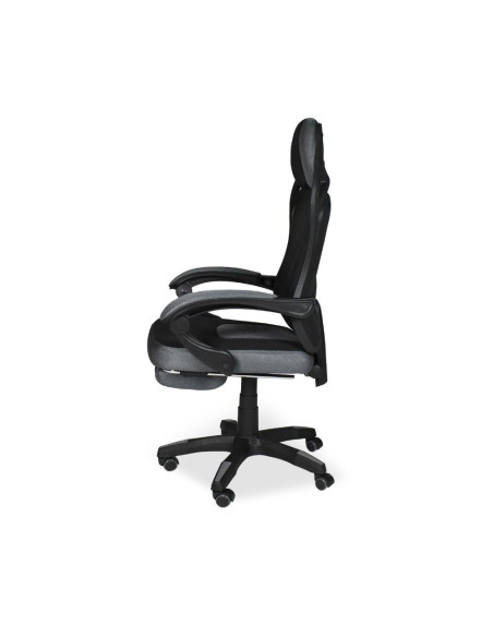 Sedia gaming Gandi con poggiapiedi estensibile in tessuto con rete nero - Kallea