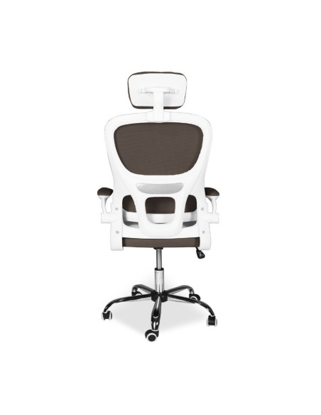 Sedia da ufficio ergonomica Vibes con struttura bianca e seduta in tessuto a rete tortora con base cromata - Kallea