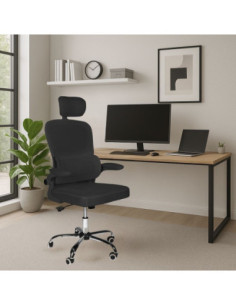 Sedia da ufficio ergonomica Vibes con tessuto a rete nero con base cromata - Kallea