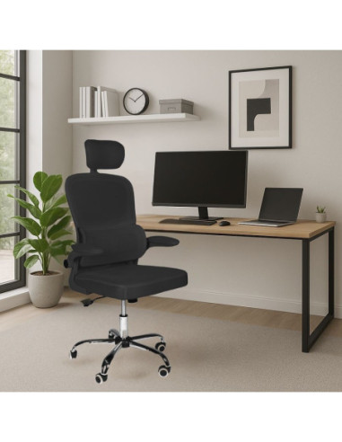 Sedia da ufficio ergonomica Vibes con tessuto a rete nero con base cromata - Kallea