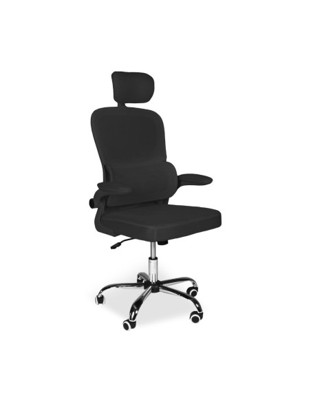Sedia da ufficio ergonomica Vibes con tessuto a rete nero con base cromata - Kallea