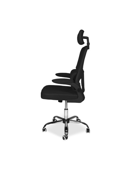 Sedia da ufficio ergonomica Vibes con tessuto a rete nero con base cromata - Kallea