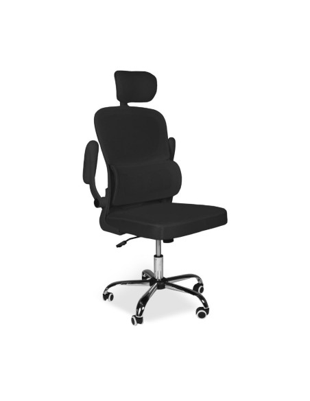 Sedia da ufficio ergonomica Vibes con tessuto a rete nero con base cromata - Kallea
