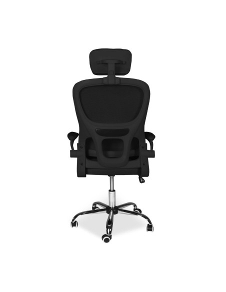 Sedia da ufficio ergonomica Vibes con tessuto a rete nero con base cromata - Kallea