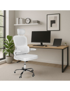 Sedia da ufficio ergonomica Vibes con tessuto a rete bianco con base cromata - Kallea