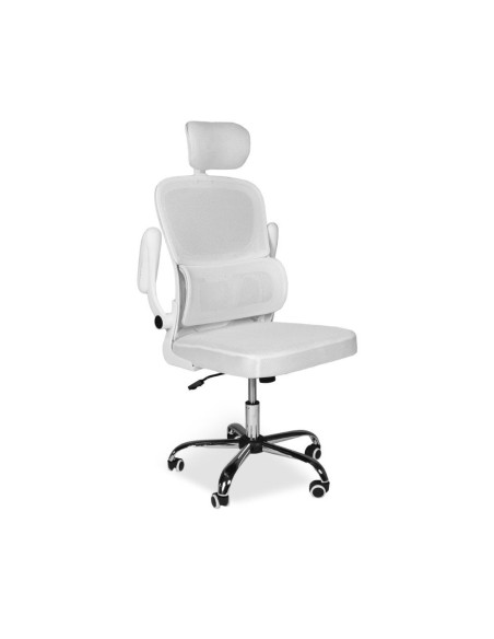 Sedia da ufficio ergonomica Vibes con tessuto a rete bianco con base cromata - Kallea