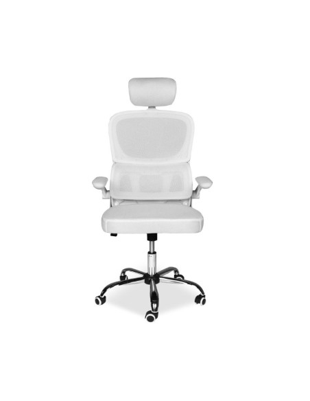 Sedia da ufficio ergonomica Vibes con tessuto a rete bianco con base cromata - Kallea