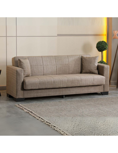 Divano letto contenitore Moon 3 posti in tessuto Internobase 07 camel - Kallea