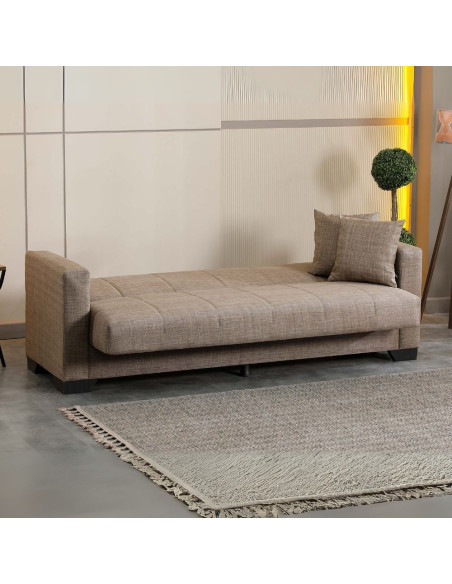 Divano letto contenitore Moon 3 posti in tessuto Internobase 07 camel - Kallea