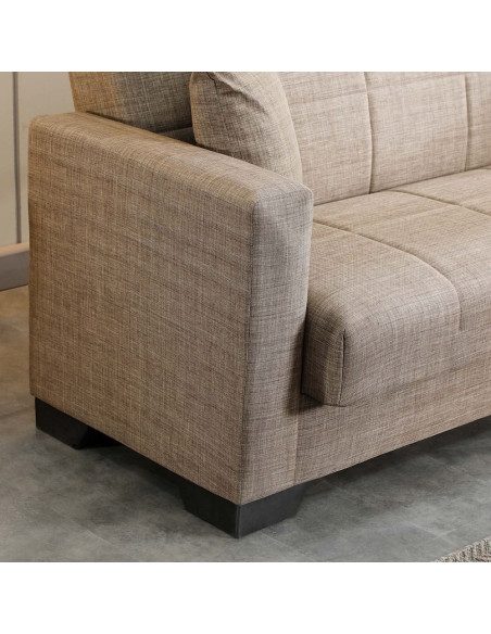 Divano letto contenitore Moon 3 posti in tessuto Internobase 07 camel - Kallea