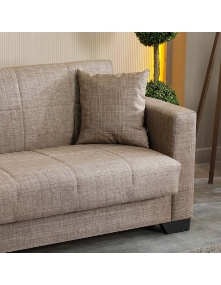 Divano letto contenitore Moon 3 posti in tessuto Internobase 07 camel - Kallea