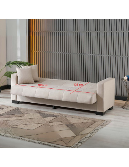 Divano letto contenitore Moon 3 posti in tessuto Internobase 07 camel - Kallea