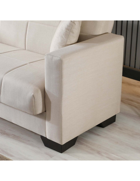 Divano letto contenitore Moon 3 posti in tessuto Internobase 09 cream - Kallea
