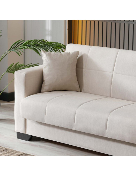 Divano letto contenitore Moon 3 posti in tessuto Internobase 09 cream - Kallea