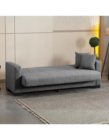 Divano letto contenitore Moon 3 posti in tessuto Internobase 11 grigio - Kallea
