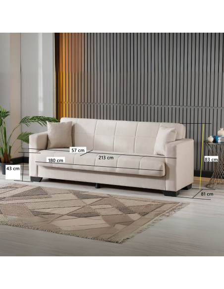 Divano letto contenitore Moon 3 posti in tessuto Internobase 11 grigio - Kallea