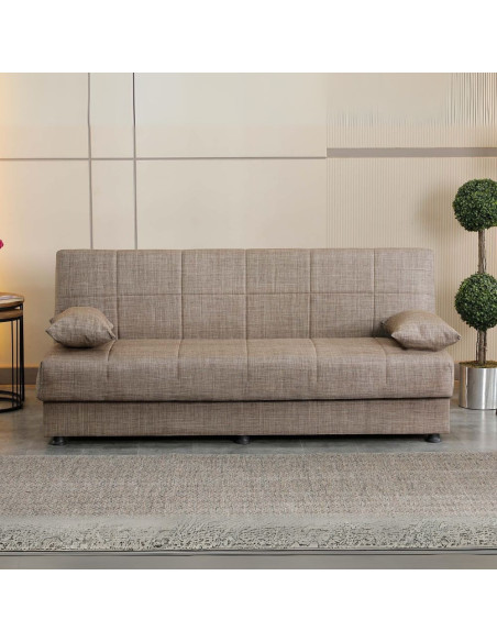 Divano letto contenitore click clack Moon senza braccioli in tessuto Internobase 07 camel - Kallea