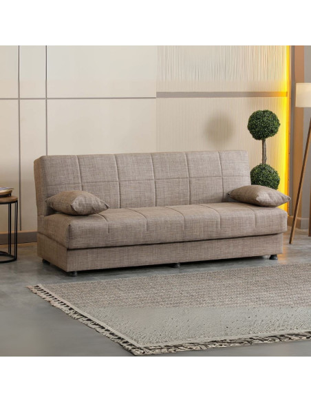 Divano letto contenitore click clack Moon senza braccioli in tessuto Internobase 07 camel - Kallea