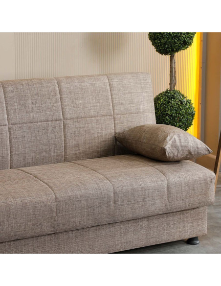 Divano letto contenitore click clack Moon senza braccioli in tessuto Internobase 07 camel - Kallea