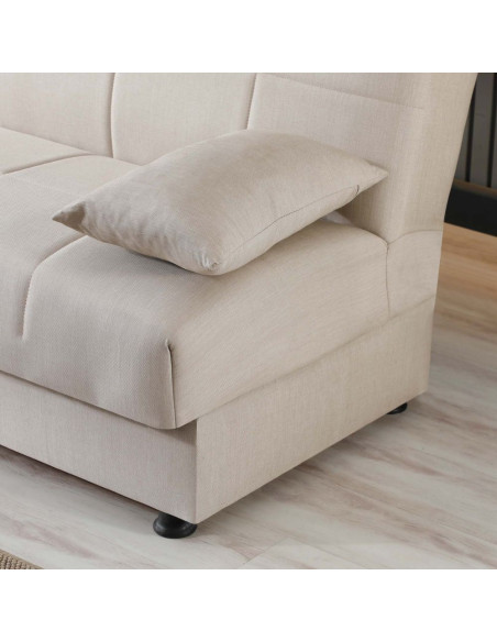 Divano letto contenitore click clack Moon senza braccioli in tessuto Internobase 09 cream - Kallea
