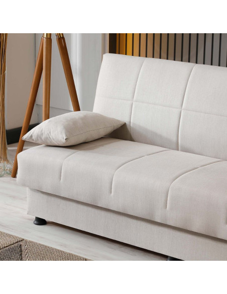 Divano letto contenitore click clack Moon senza braccioli in tessuto Internobase 09 cream - Kallea