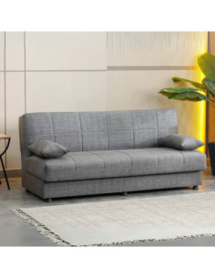 Divano letto contenitore click clack Moon senza braccioli in tessuto Internobase 11 grigio - Kallea 2