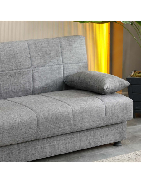 Divano letto contenitore click clack Moon senza braccioli in tessuto Internobase 11 grigio - Kallea