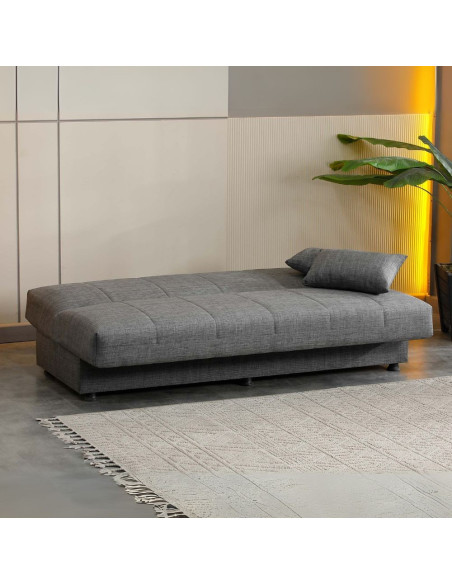 Divano letto contenitore click clack Moon senza braccioli in tessuto Internobase 11 grigio - Kallea