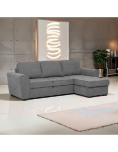 Divano letto corner reversibile Aston con contenitore in tessuto C1705 Ash grigio - Kallea