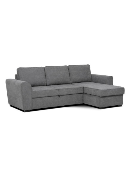 Divano letto corner reversibile Aston con contenitore in tessuto C1705 Ash grigio - Kallea