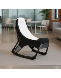 Sedia gaming Rocky con seduta imbottita in rete bicolore nero e bianco - Kallea 2