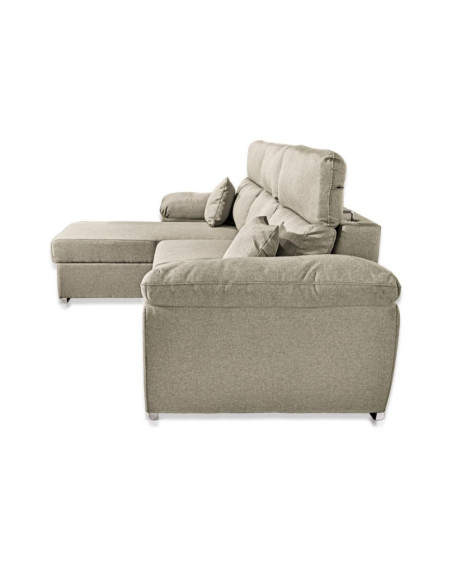 Divano Como II con penisola contenitore in tessuto Orinoco 24 tortora - Kallea