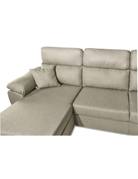 Divano Como II con penisola contenitore in tessuto Orinoco 24 tortora - Kallea