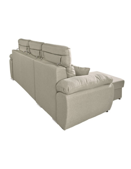 Divano Como II con penisola contenitore in tessuto Orinoco 24 tortora - Kallea