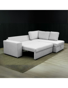 Divano letto angolare Bali con penisola contenitore in tessuto Neve 80 light grey - Kallea 2