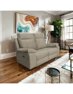 Divano Milano 2 posti con 2 recliner manuali in tessuto Orinoco 24 tortora - Kallea