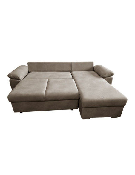 Divano letto contenitore angolare Alberta reversibile in Giulia 9703 cappuccino - Kallea